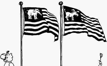 the flags of republicans and the flags of democrats